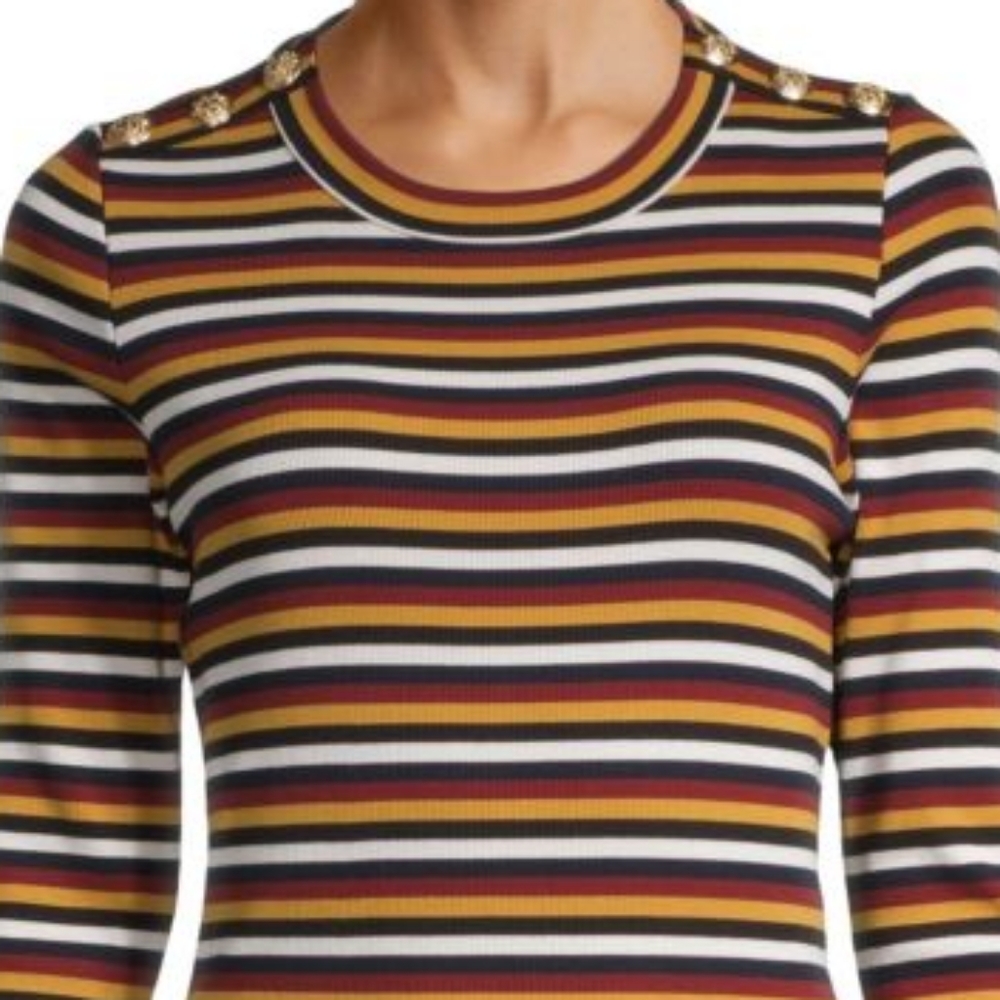 Veronica Beard Mayer Button-Shoulder Striped Long… - image 3